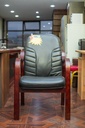 Leather Visitor Chair with Wooden Legs CH-VISL009C