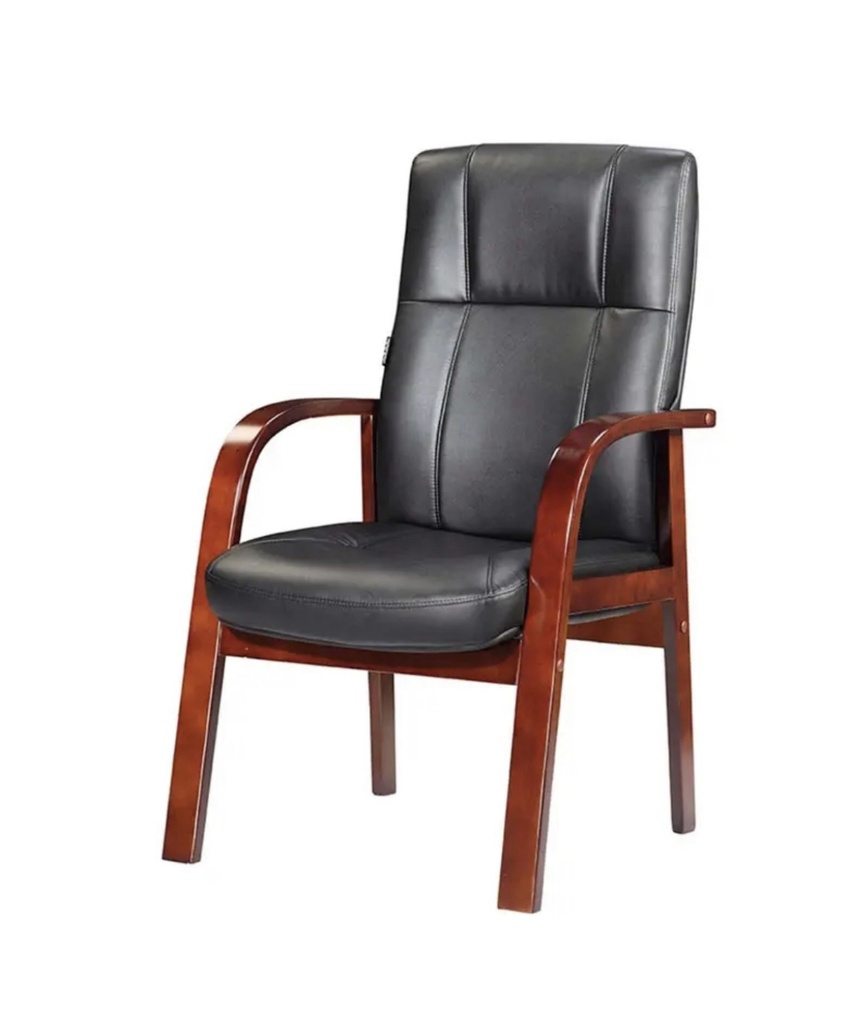 Executive Pu Leather Visitor Office Chair with wooden Arms C8121