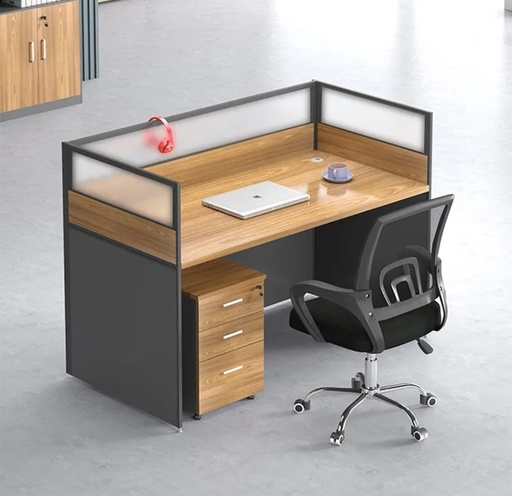 Single Workstation with Moveable Drawers-Brown KZ204-1