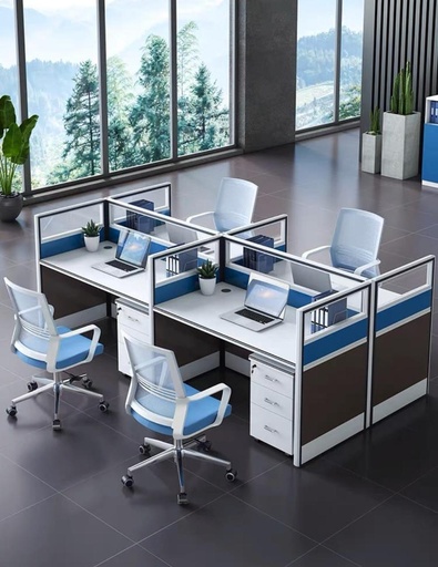 4way Workstation with Movable Drawers-Blue KAZ204-B
