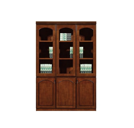 Executive 3Door Office Cabinet with GlassMahogany Finish B-3